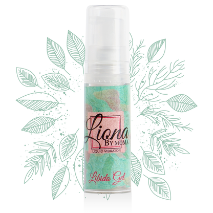 Gel liquido stimolante libido LIONA BY MOMA in confezione da 6 ml, con applicatore e etichetta blu e bianca