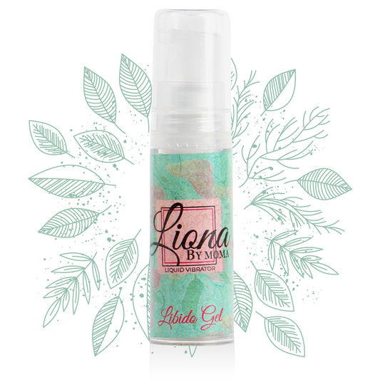 Gel liquido stimolante libido LIONA BY MOMA in confezione da 6 ml, con applicatore e etichetta blu e bianca