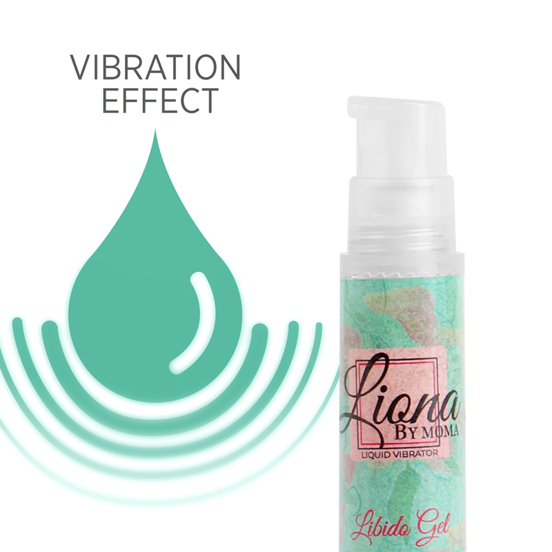 Gel liquido stimolante libido LIONA BY MOMA, vaso con 6 ml di prodotto, per aumento desiderio e piacere.