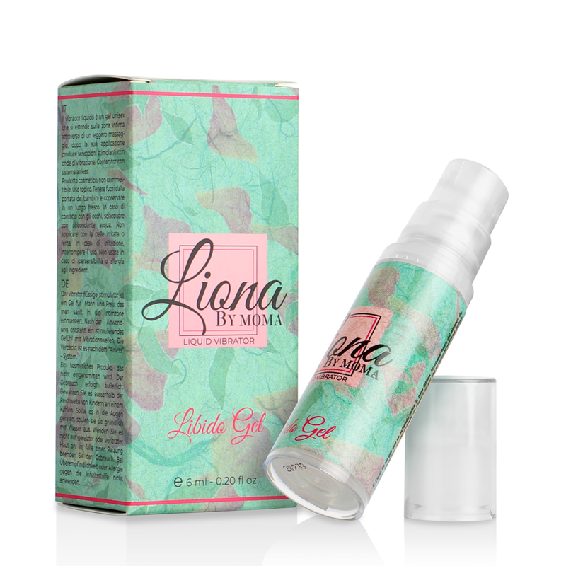 Gel vibratore liquido libido LIONA BY MOMA in confezione da 6 ml, prodotto per stimolazione e piacere.