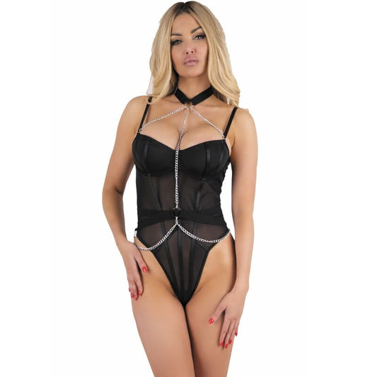 Accappatoio, camicia e perizoma nero LIVCO CORSETTI FASHION Melisenda CF 1709, taglia S, in morbido tessuto.