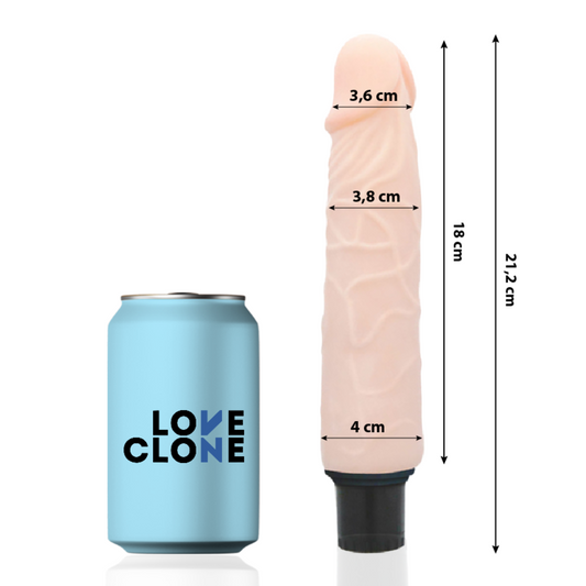 Vibratore LOVECLONE Finn autolubrificante lungo 21.2 cm e diametro 3.8 cm, in materiale morbido e realistico.