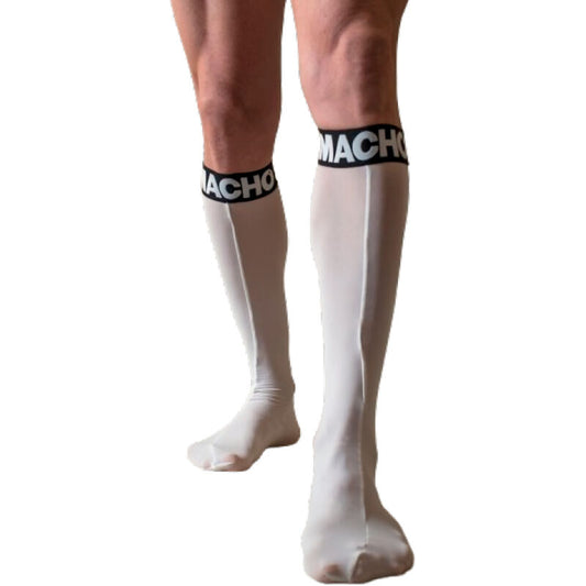 Calzini sottili bianchi di MACHO UNDERWEAR, taglia unica, visibili in primo piano.