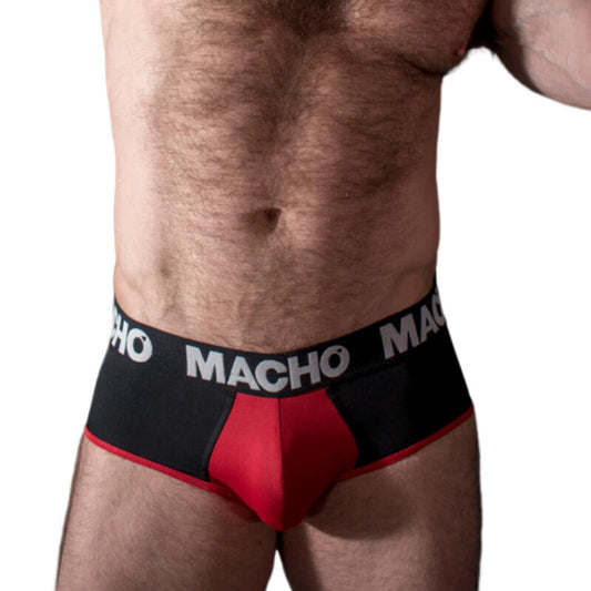 Slip nero e rosso MACHO MS26N di MACHO UNDERWEAR, morbido tessuto e vestibilità confortevole, visibile in dettaglio.