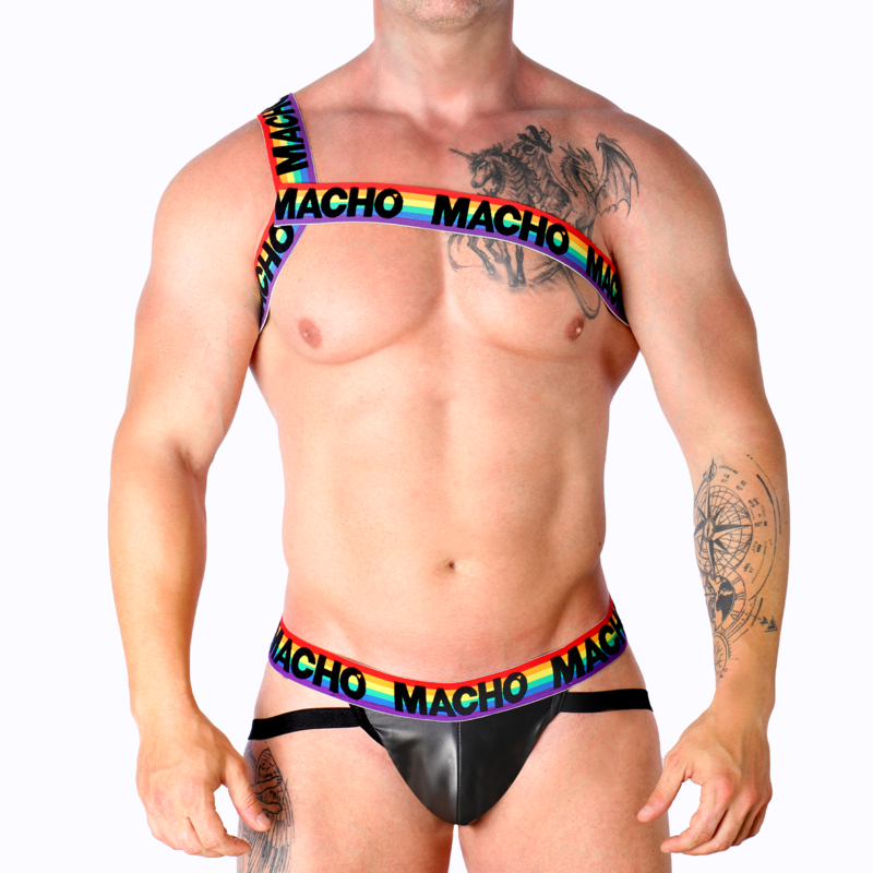 Pettorina romana bianca MACHO UNDERWEAR S/M, modello maschile in tessuto morbido, con dettagli eleganti e comfort naturale.