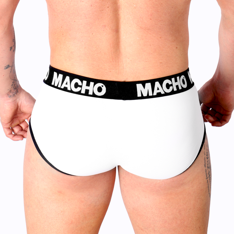 Slip bianco MACHO MS30BL di MACHO UNDERWEAR, tessuto morbido e comodo, vista frontale del sotto-slip in cotone.
