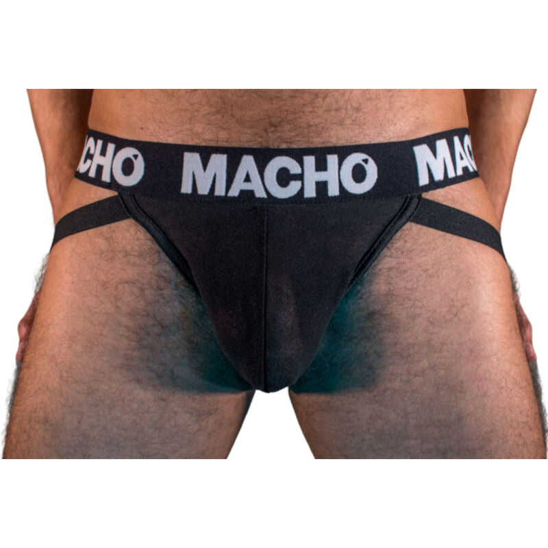 Slip jock nero MACHO UNDERWEAR MX25NN, tessuto elasticizzato e confortevole, taglia S, visibile con dettagli di cuciture.