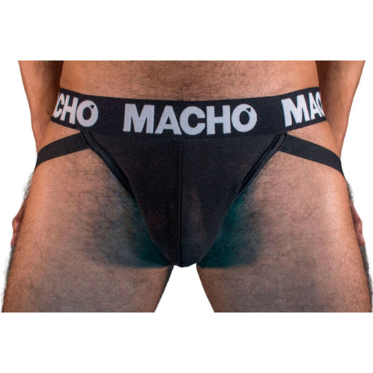 Slip jock nero MACHO UNDERWEAR MX25NN, tessuto elasticizzato e confortevole, taglia S, visibile con dettagli di cuciture.
