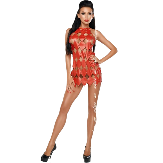 Vestito rosso ME-SEDUCE Gwen con schiena nuda, taglia S/M, abbigliamento elegante e seducente per serate speciali.