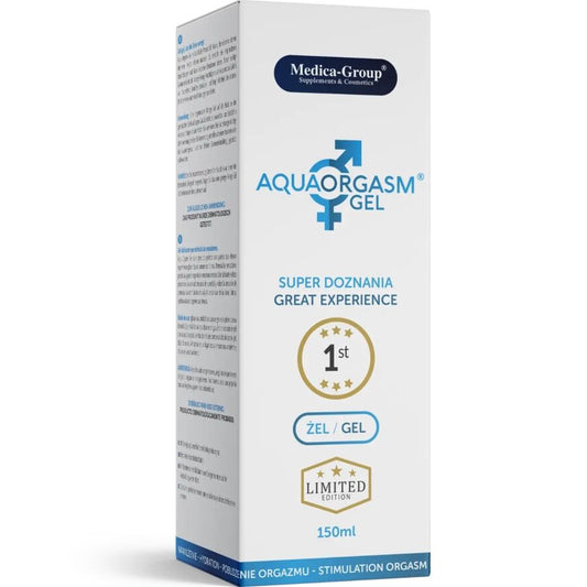 Gel intimo Aqua Orgasm di MEDICA GROUP in bottiglia da 150 ml, formulato per il benessere e il comfort intimo femminile