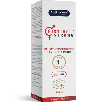 Gel intimo forte Fisting MEDICA GROUP, prodotto da 150 ml, visibile in bottiglia con etichetta blu e bianca.