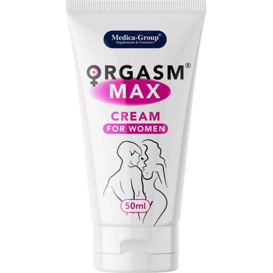 Crema intima donna Orgasm Max di MEDICA GROUP, contenuto da 50 ml, flacone con etichetta e apertura in vista.