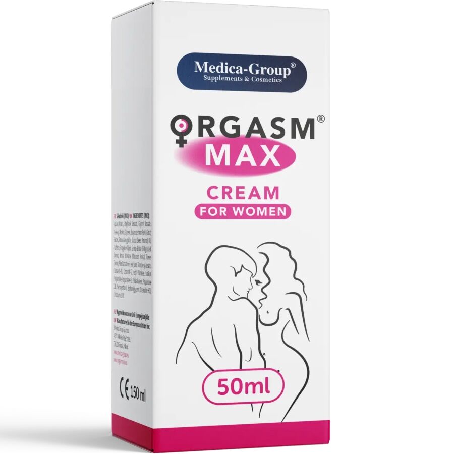 Crema intima Donna Medica Group Orgasm Max, 50 ml, contenitore con crema idratante e stimolante per il piacere femminile