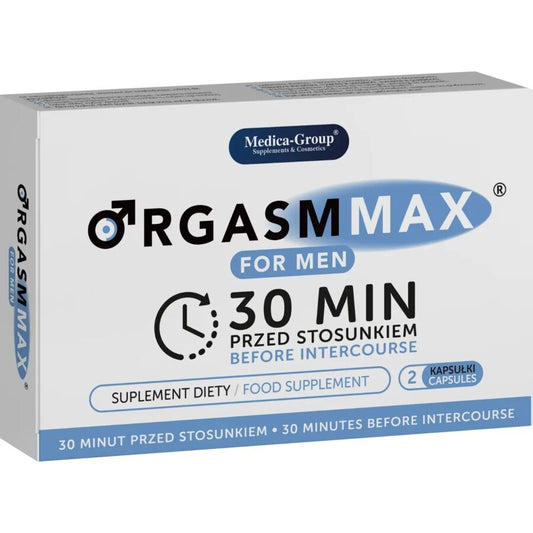Capsule di MEDICA GROUP Orgasm Max per uomini, confezione da 2, integratore naturale per migliorare le prestazioni sessuali.