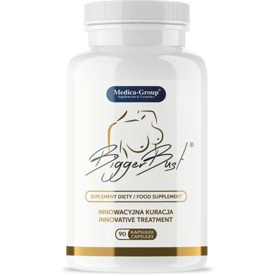 Capsule medica group Rassodante Seno Più Grande, integrate in una scatola bianca con etichetta, visibile confezione da 90 capsule