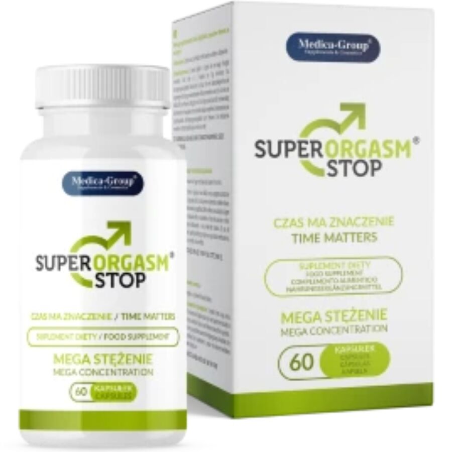 Capsule di MEDICA GROUP Super Orgasm Stop Delay per uomini, confezione da 60 capsule, integratore per il controllo dell'eiaculazione
