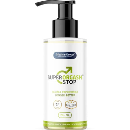 Gel intimo uomo MEDICA GROUP Super Orgasm Stop, 150 ml, applicatore con gel trasparente e formula lenitiva.