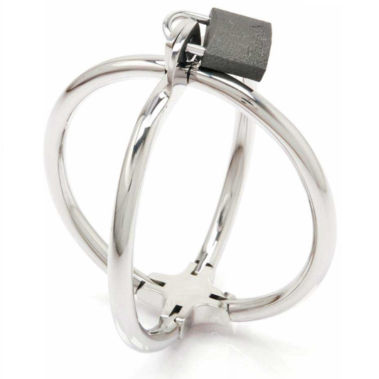 Fermamanette criss cross in acciaio inossidabile METAL HARD, resistente e decorativa per sicurezza e stile.
