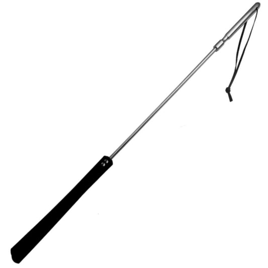 Frusta in metallo originale METAL HARD con impugnatura in cuoio, lunga 70 cm, per uso decorativo o professionale.
