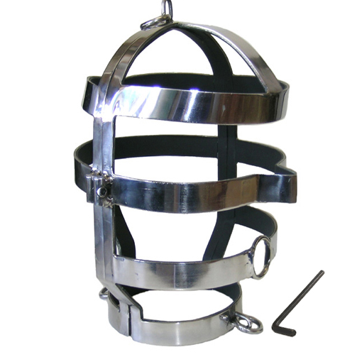 Maschera in acciaio METAL HARD con collana abbinata, stile moderno e dettagli metallici, ideale come accessorio di moda.