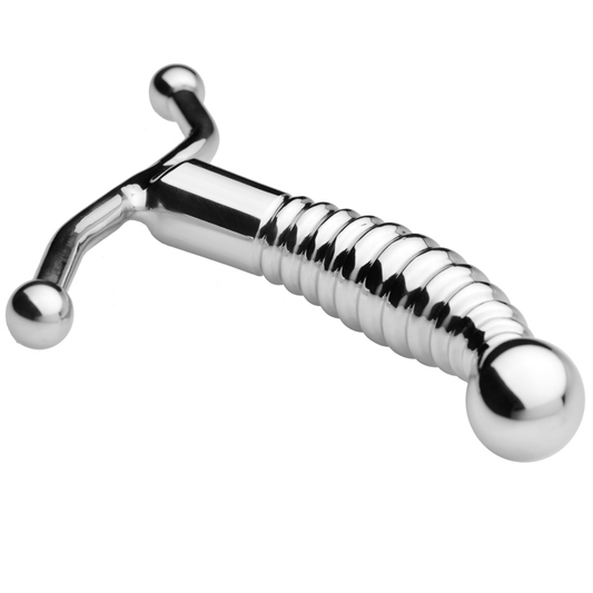 Massaggiatore prostatico in acciaio METAL HARD, design elegante e resistente, con superficie liscia e forma ergonomica.