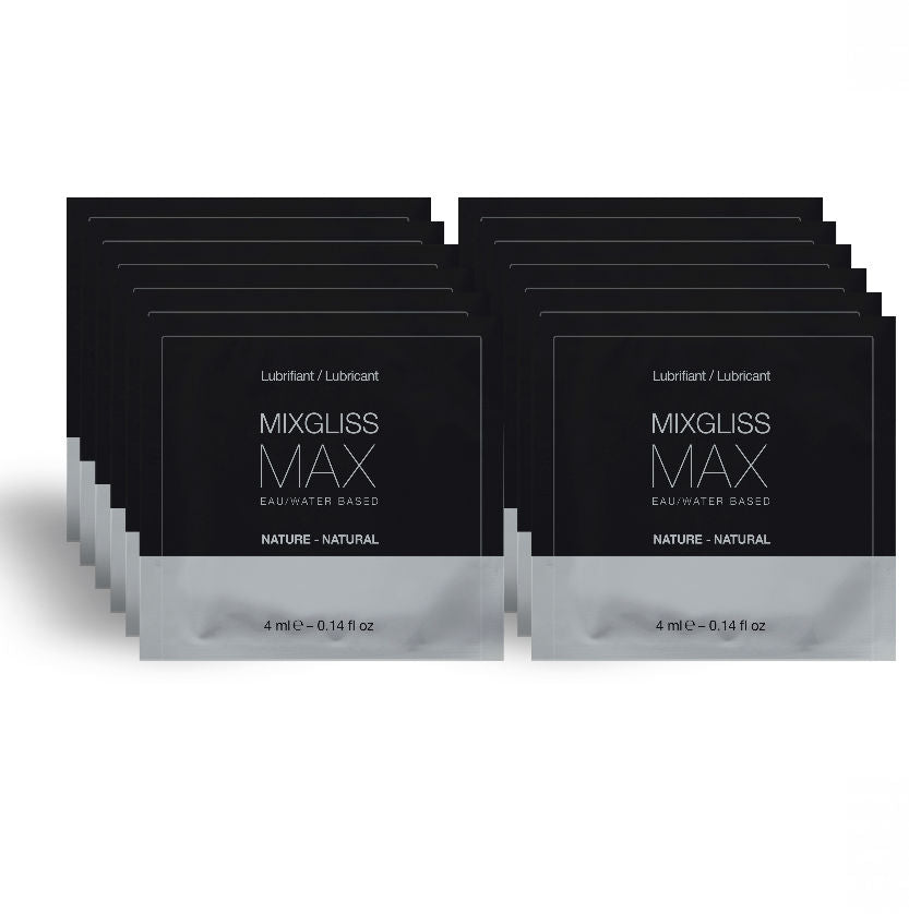 Diluente anale lubrificante Mixgliss Max, 12 monodose da 4ml, con tubo e confezione singola, in formato compatto e pratico