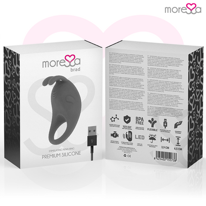 Pettine da barba MORESSA Brad Premium in silicone ricaricabile nero, design elegante e pratico per cura della barba