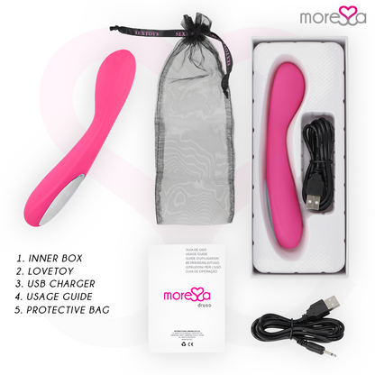 Druso premium in silicone ricaricabile MORESSA, immagine che mostra il prodotto in dettaglio e la sua superficie liscia.