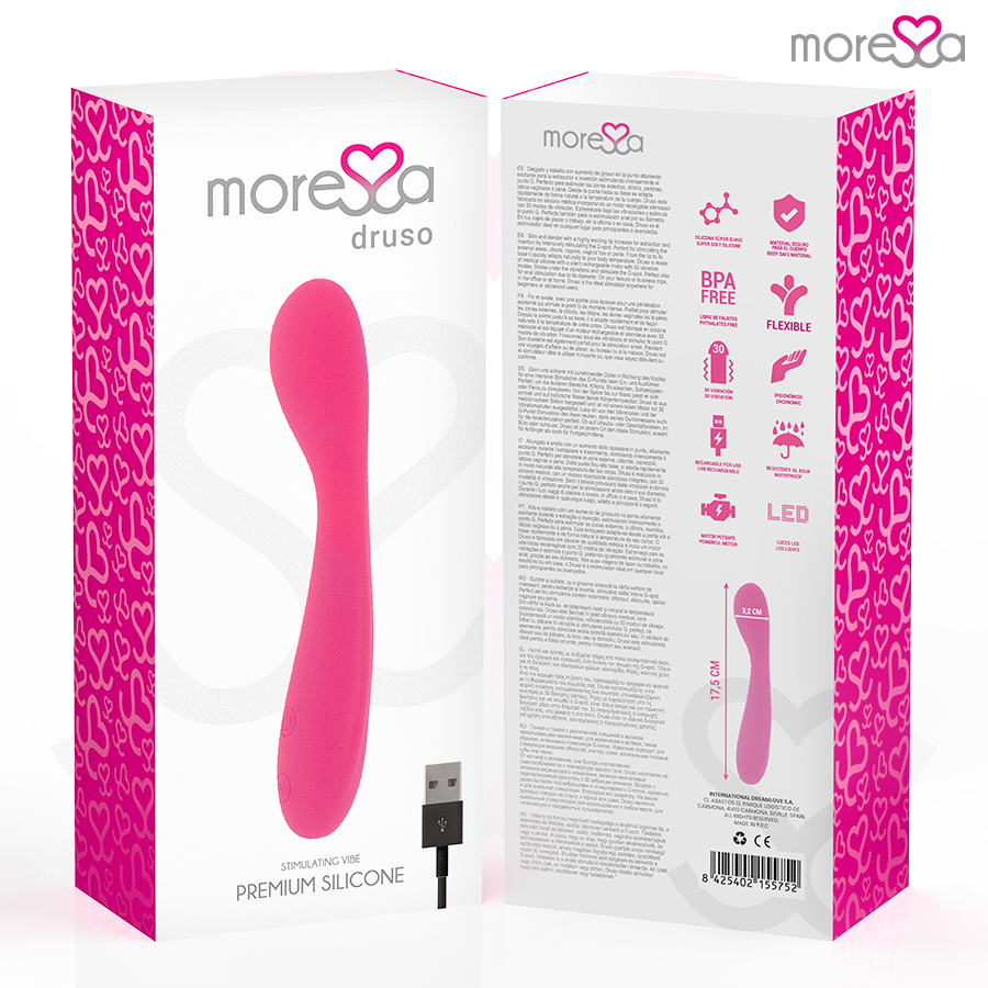 Silicone ricaricabile MORESSA Druso Premium, immagine che mostra il design elegante e le caratteristiche del prodotto.