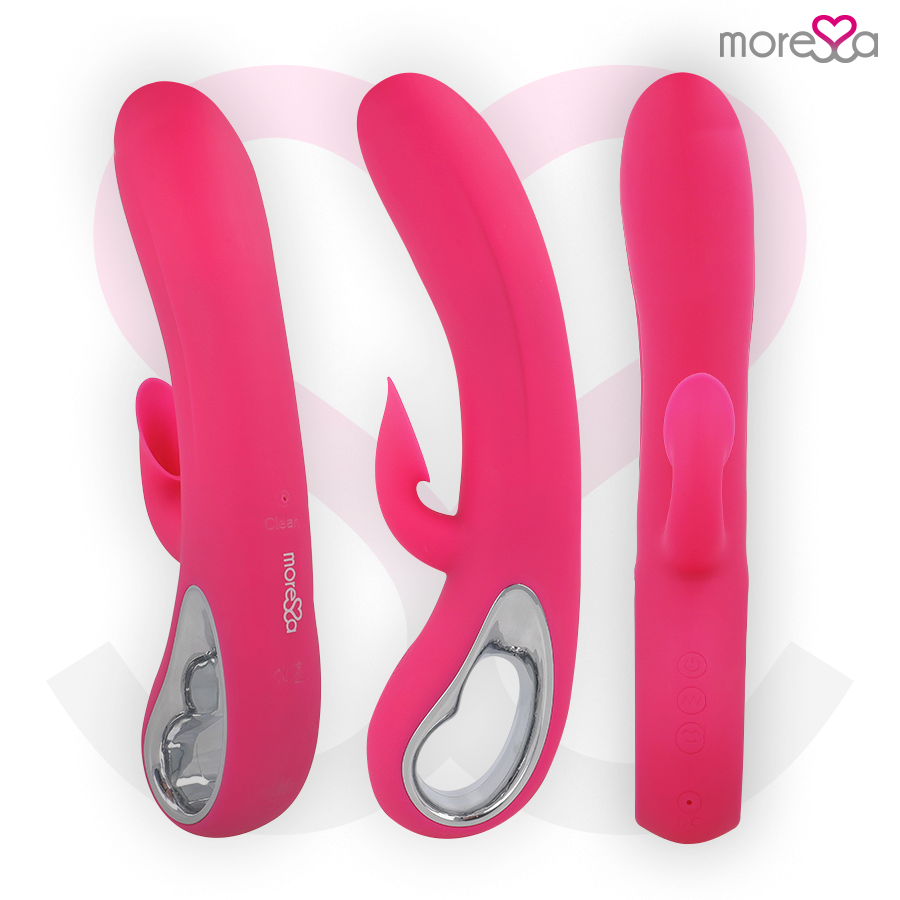 Aspiratore clitoride MORESSA Dustin in silicone premium, con vibrazione potente e design ricaricabile, visibile in immagine.