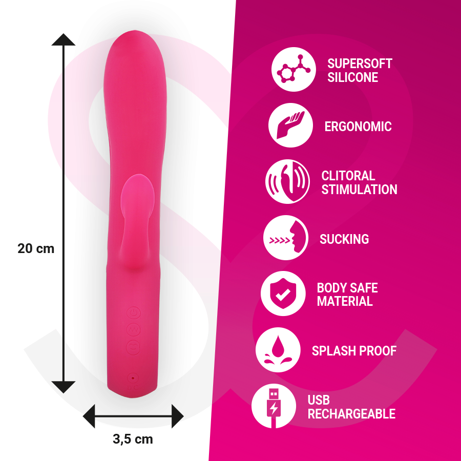 Aspiratore clitoride MORESSA Dustin in silicone premium, con vibrazione potente e design ricaricabile, visibile in immagine.