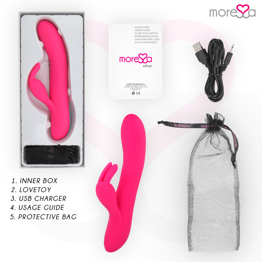 Ethan Premium Silicone Ricaricabile MORESSA, visione del dispositivo con silicone di alta qualità e elementi ricaricabili.