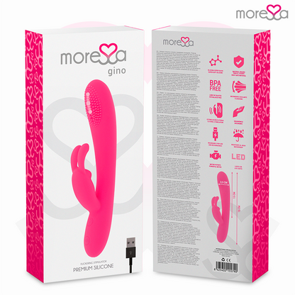 Penna in silicone ricaricabile MORESSA GINO PREMIUM con design elegante e dettagli colorati, vista frontale.