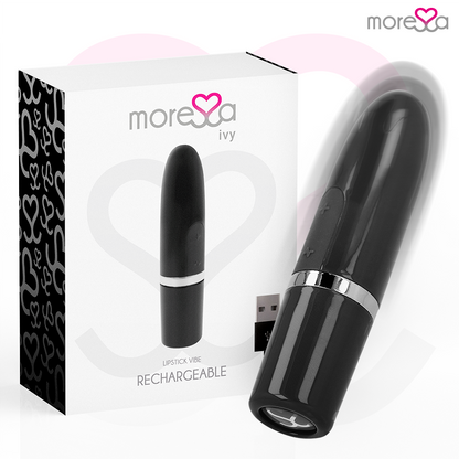 Vibratore stimolatore da viaggio MORESSA IVY nero, compatto e discreto, ideale per piacere portatile e stimolazione personale.