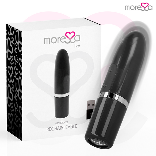 Vibratore da viaggio MORESSA IVY in nero, stimolatore compatto e discreto, ideale per piacere personale in movimento.