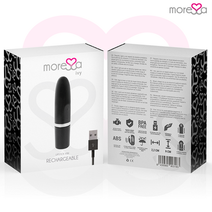 Vibratore stimolatore da viaggio nero MORESSA IVY, compatto e discreto, con design ergonomico per piacere personale.