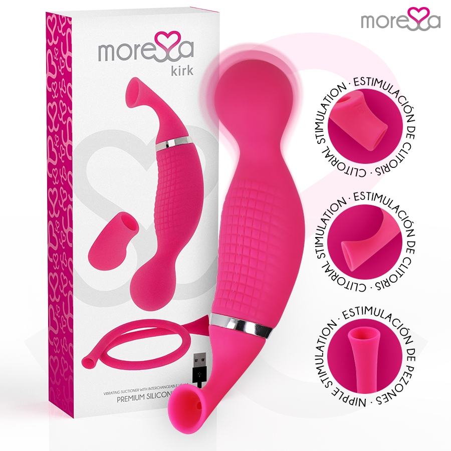 Aspiratore e massaggiatore Moressa Kirk Duo in silicone premium, dispositivo ricaricabile per cura del corpo e comfort.