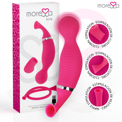 Aspiratore e massaggiatore Moressa Kirk Duo in silicone premium, dispositivo ricaricabile per cura del corpo e comfort.