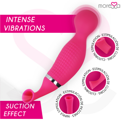 Aspiratore e massaggiatore multi-performance MORESSA Kirk Duo in silicone premium, ricaricabile, con design ergonomico.