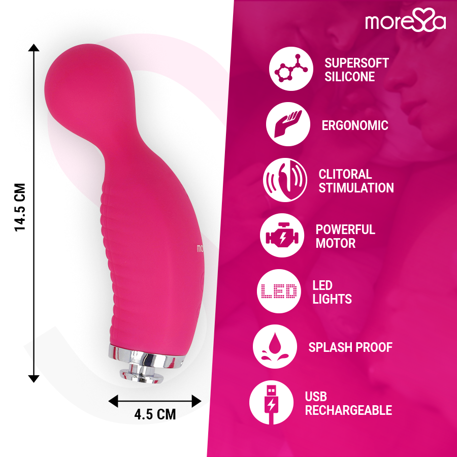 Aspiratore e massaggiatore multi-performance MORESSA Kirk Duo in silicone premium, ricaricabile, con design ergonomico e funzionalità multiple.