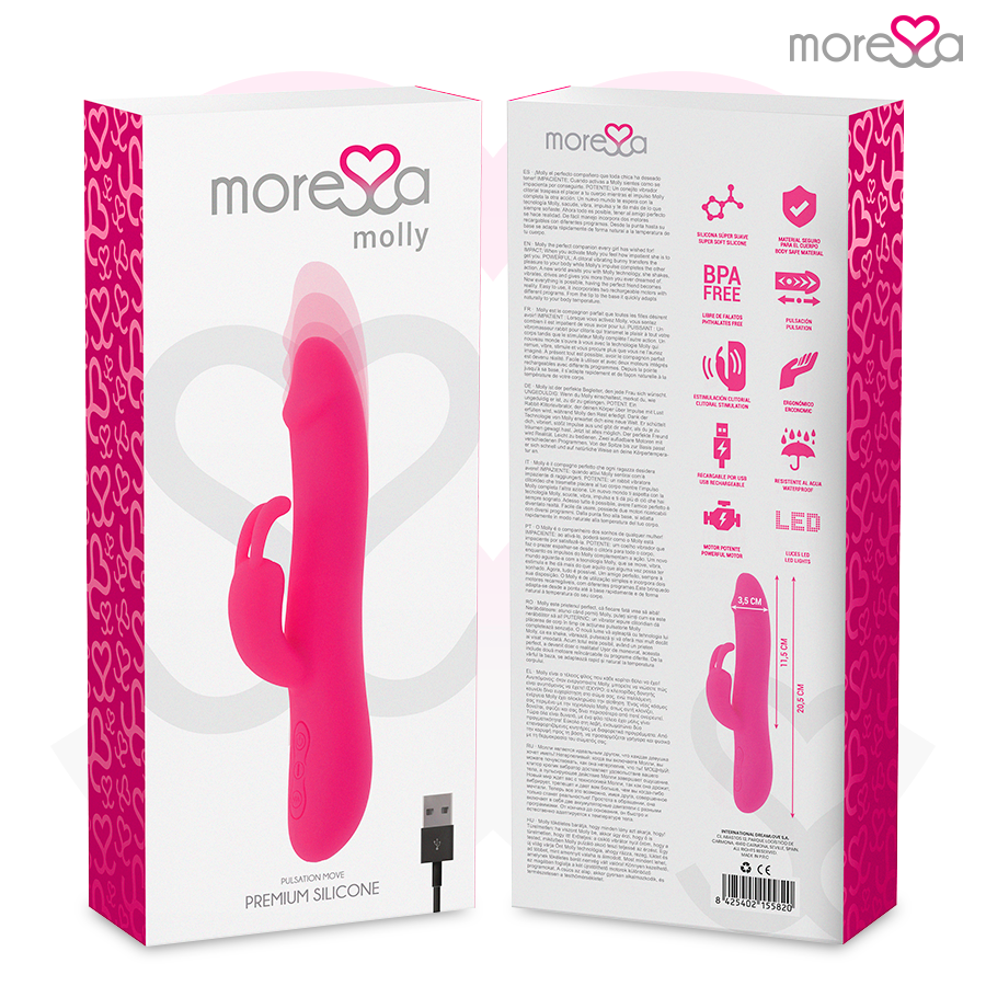Silicone ricaricabile MORESSA Molly Premium con design elegante, mostra il prodotto con dettagli e superficie liscia in immagine