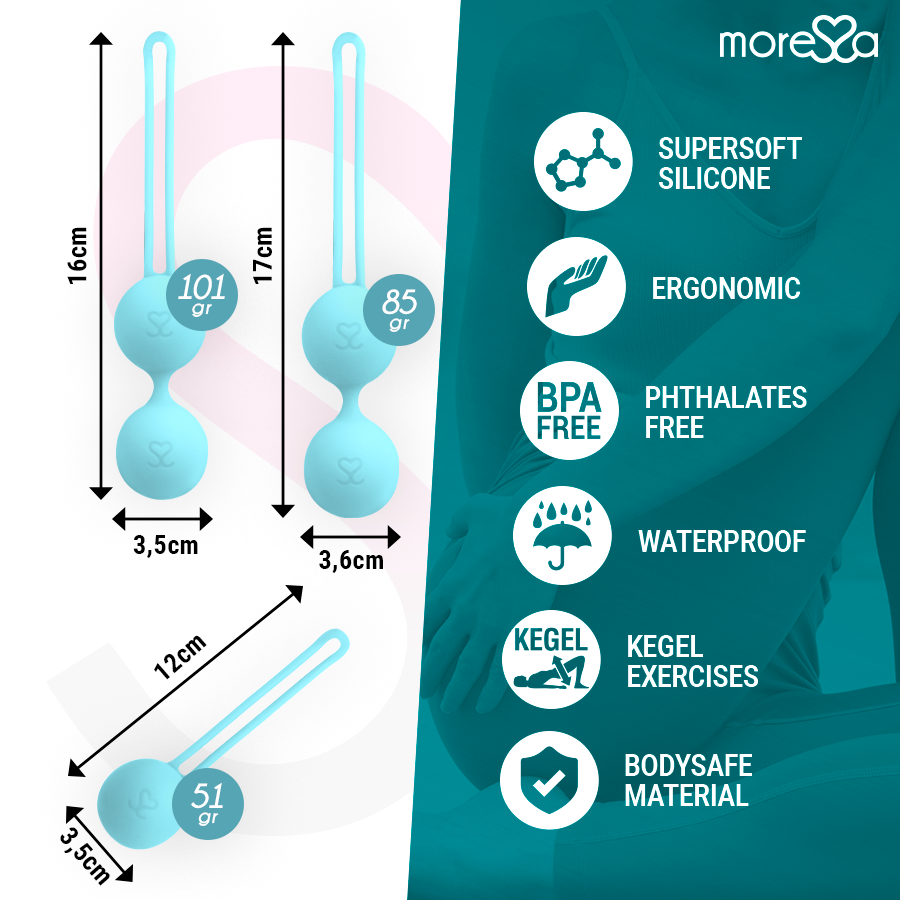 Set Osian premium in silicone turchese di MORESSA, inclusi anello e bracciale con dettagli eleganti e colore vivace.