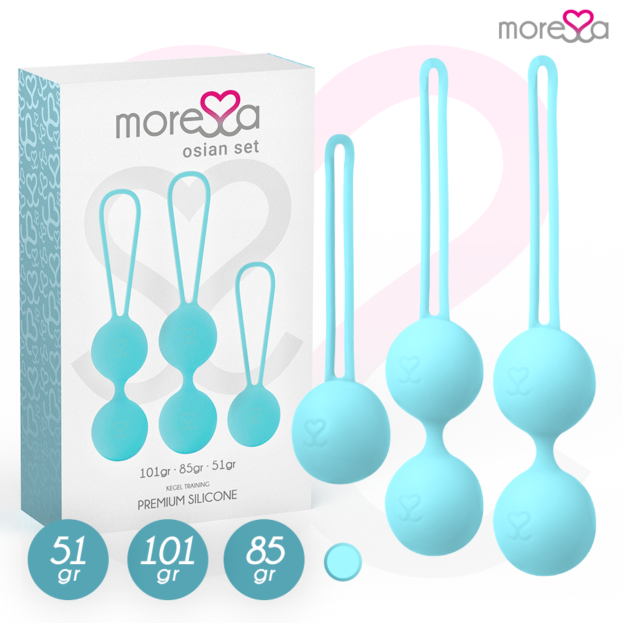Set Osian premium in silicone turchese di MORESSA, con accessori robusti e colorati, ideale per uso quotidiano e divertente.