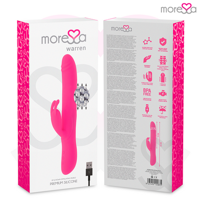 Silicone ricaricabile Warren Premium MORESSA, dettagli del design e superficie liscia, in colore trasparente.