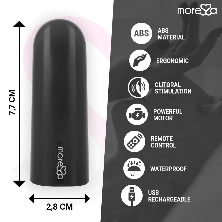 Telecomando vibratore NIX nero della marca MORESSA, dispositivo di controllo a distanza per usi intimi.
