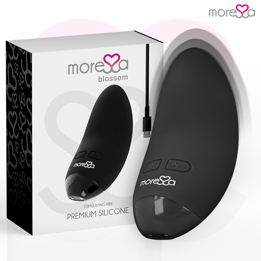 Vibratore Blossom nero di MORESSA, con forma ergonomica e dettagli di alta qualità per il piacere personale