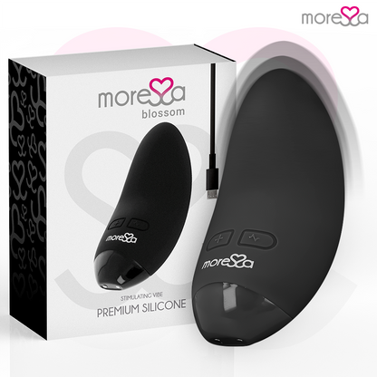 Vibratore Blossom nero di MORESSA, con forma ergonomica e dettagli di alta qualità per il piacere personale