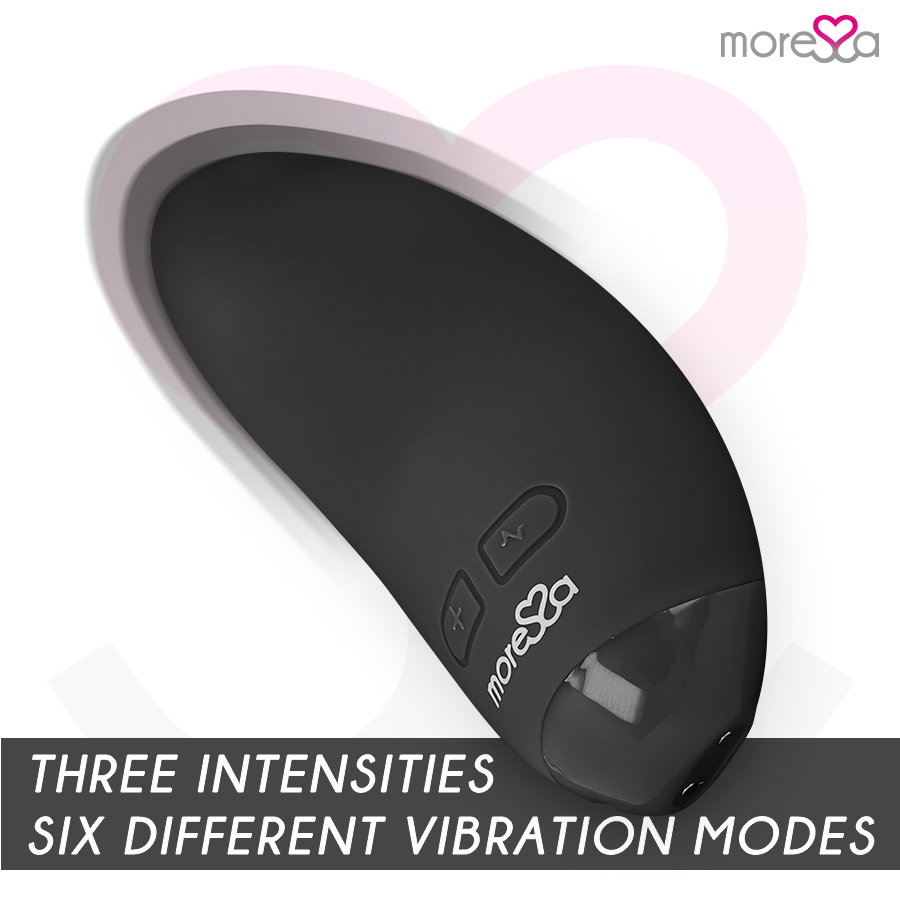 Vibratore Blossom nero di MORESSA, forma elegante e dettagliata, ideale per stimolazione e piacere personale.