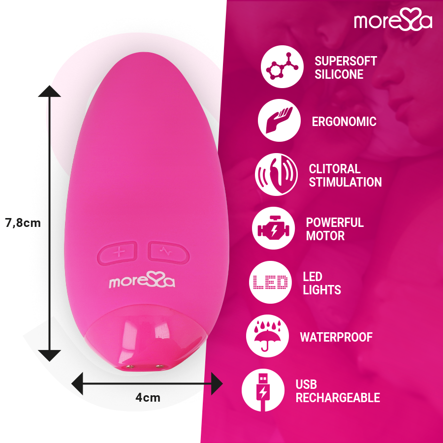 Vibratore Blossom rosa di MORESSA con design elegante e dettagli morbidi, ideale per stimolazione e piacere personale.