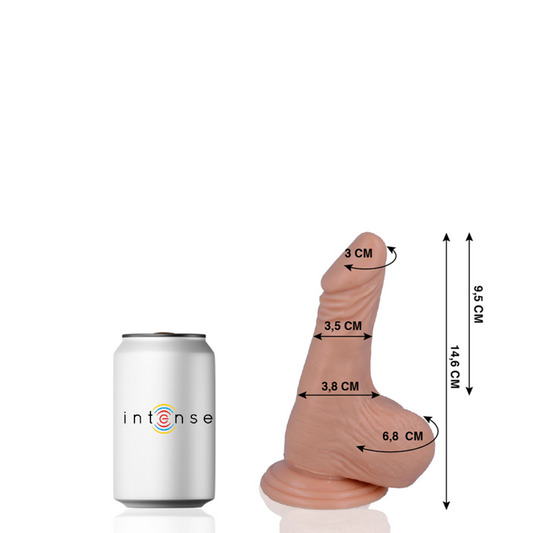 Penis realistico MR INTENSE da 14,6 cm e 3,5 cm di diametro, morbido e dettagliato, per uso personale.